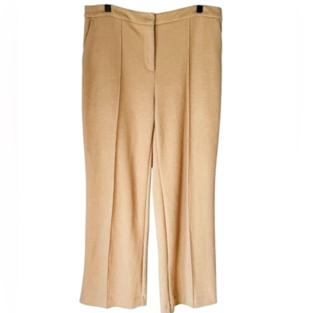 Chicos Black Label Ribbed Straight Leg Womens Knit Trouser -Sycamore Tan Sz 10R - Picture 2 of 6